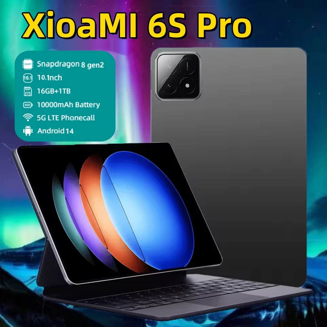 Global Version XioaMI 6S Pro Tablet 5G 2025 Snapdragon 8gen2 16GB+1TB Android14 Dual SIM WIFI Google Play 4K HD Tablet PC