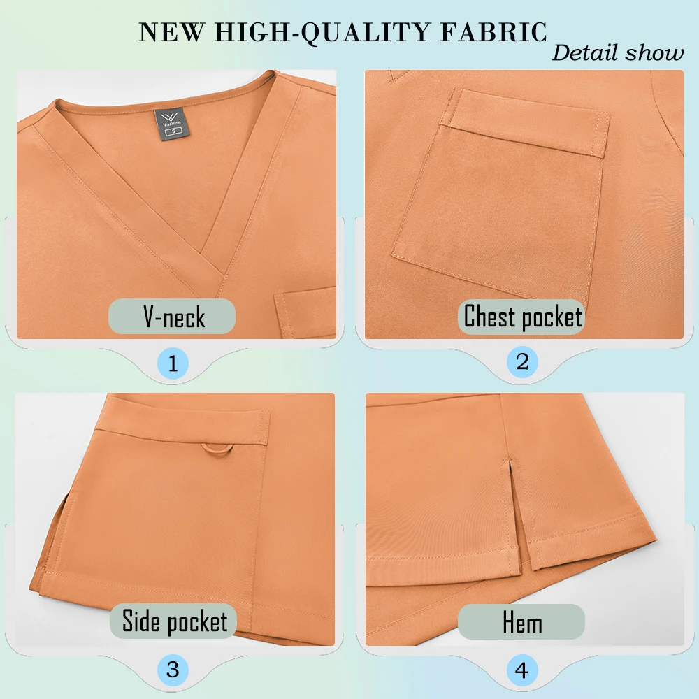 Nuevo Unisex médico enfermera Hospital ropa de trabajo uniforme médico quirúrgico dentista trabajo Scrubs Set mujeres hombres Top pantalones de pierna recta traje