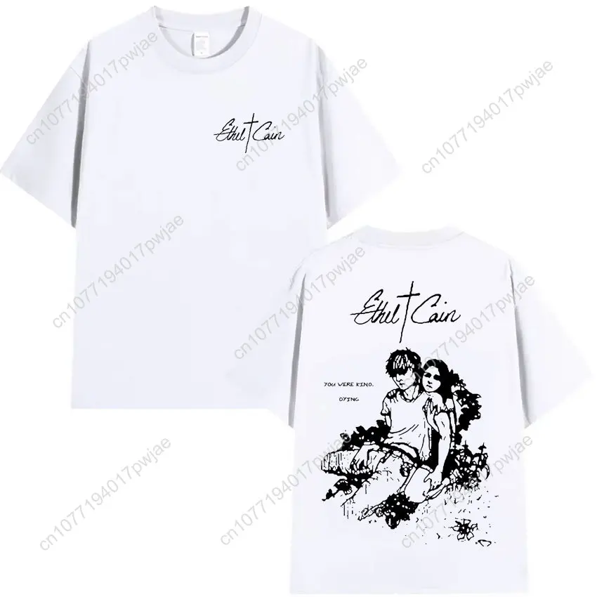 Ethel Cain 클래식 팝 그래픽 프린트 티셔츠 남성 고딕 캐주얼 반소매 티셔츠 여름 유니섹스 코튼 오버 사이즈 티셔츠 탑스
