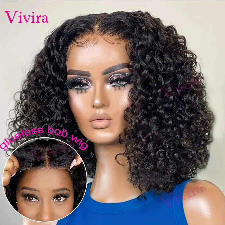 Glueless Curly Bob Wig Deep Wave Lace Short BOB Wigs Pre-Cut 100% Human Hair Wigs For Women Brazilian 4×4 5X5 HD Closure Wigs