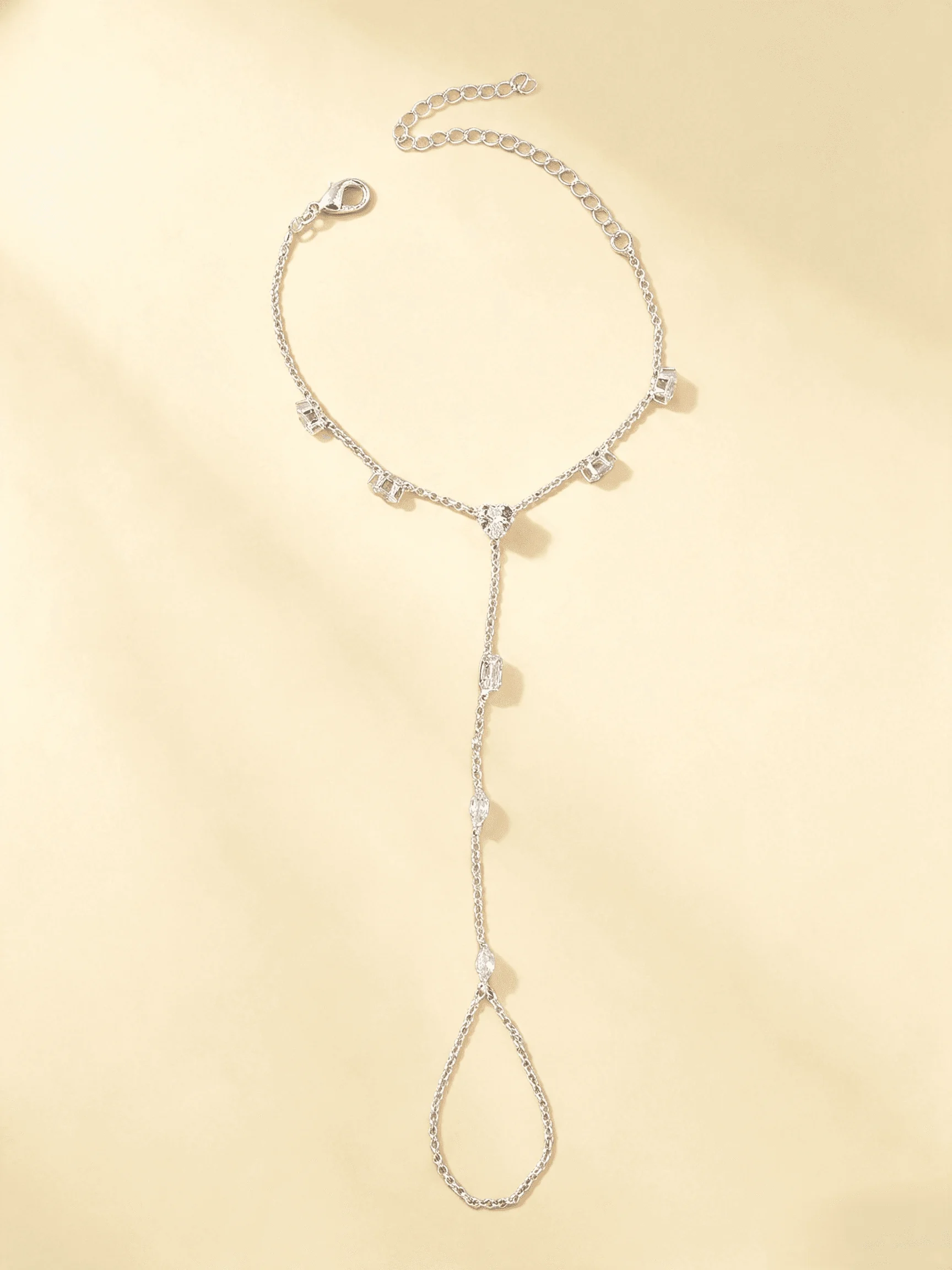 Scattered Rhinestone Hand Chain for Women Slave Bracelet Sparkly Elegant Chic Glam Minimalist Party Jewelry Gift Box Packaging