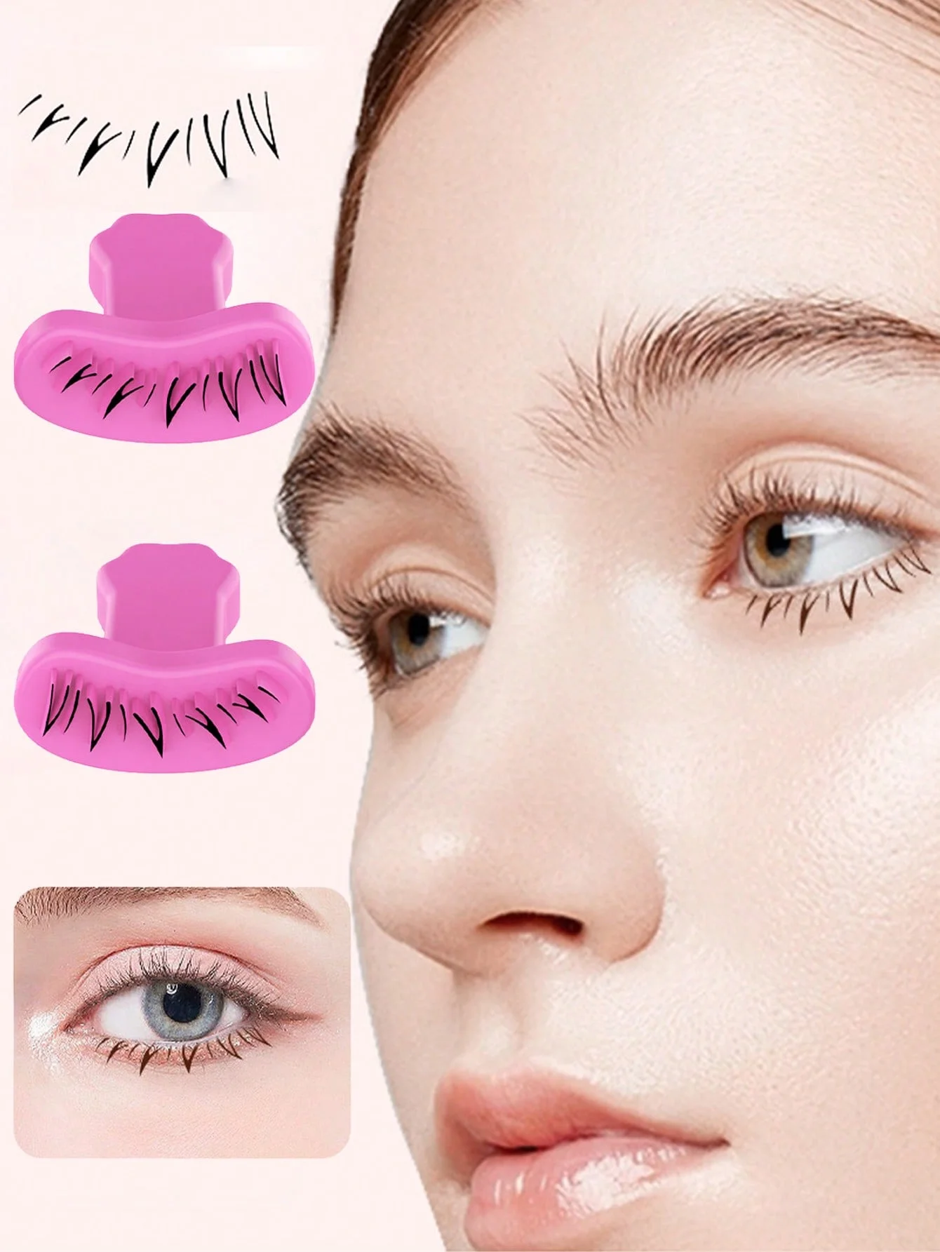 แผ่นติดขนตาล่างแบบใช้ซ้ำได้2ชิ้นแผ่นต่อขนตาด้านล่างแบบทำจากซิลิโคนสำหรับแต่งหน้าตอนเริ่มต้น