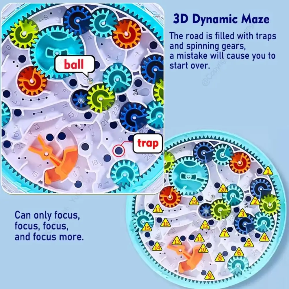 

3D Puzzle Maze Board Rolling Ball Gear Balance Logic Training Toy Transparent Design Educational Toy Brain Games