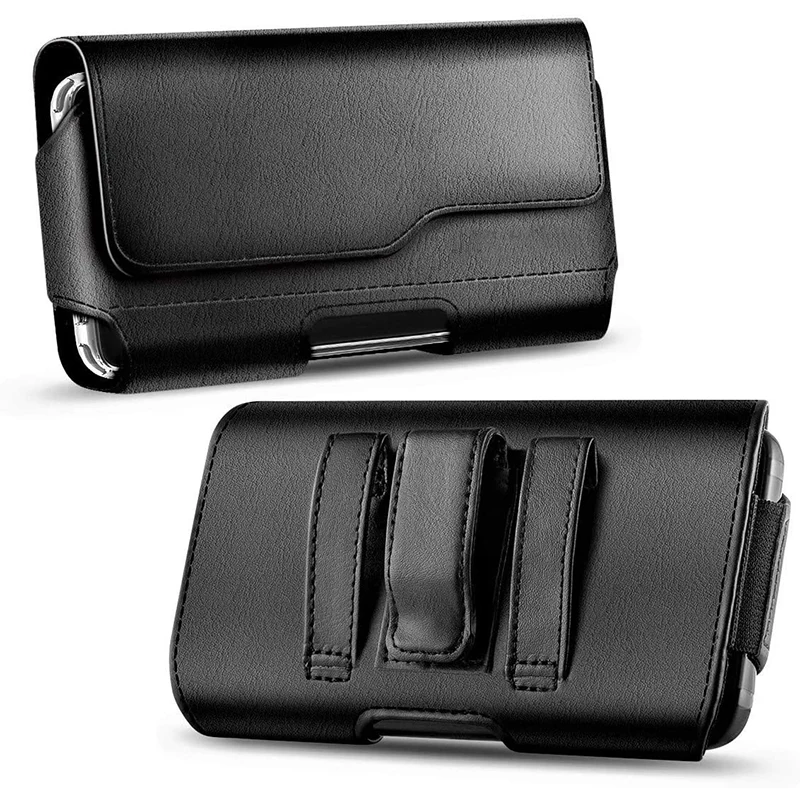 Phone Pouch Premium Leather Belt Case with Belt Clip Loop Magnetic Closure Cell Phone Holder Cover Waist Bag for iPhone Xiaomi