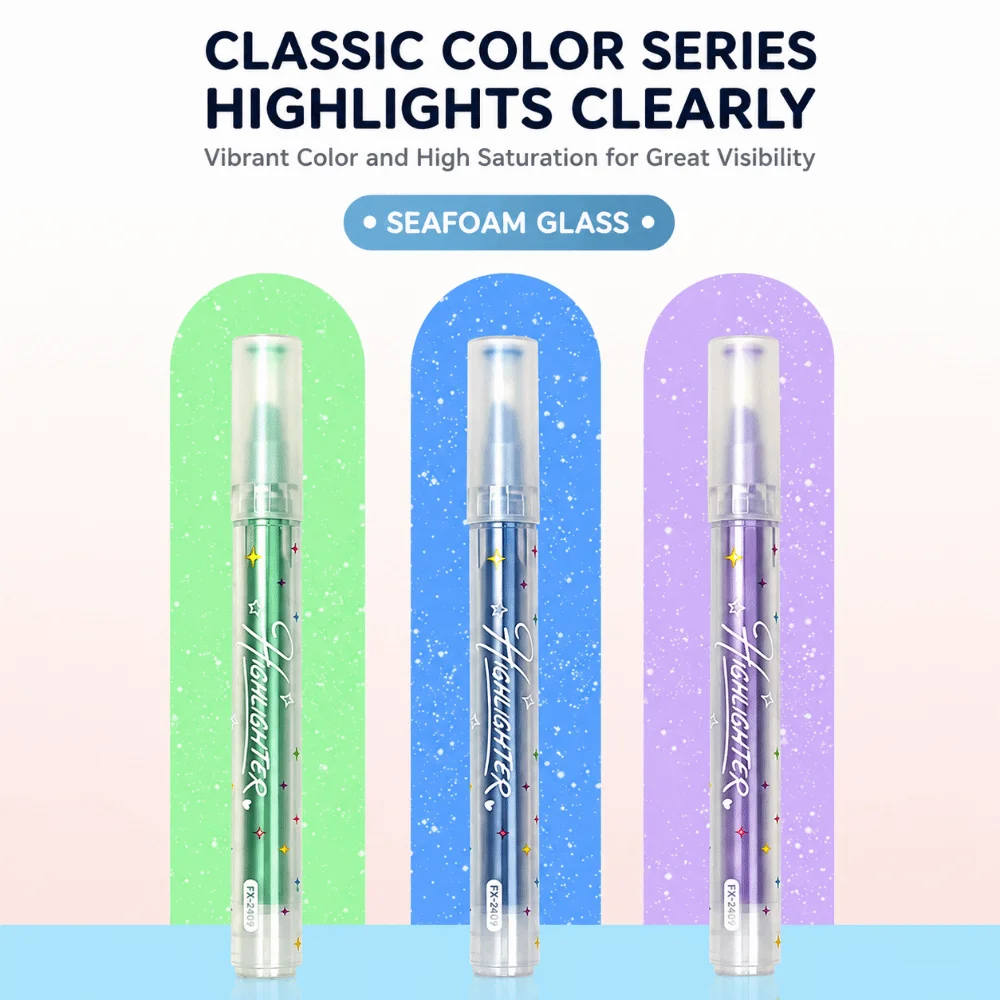 3pcs Portable With Scent Glitter Highlighters Chisel Tip Multi-functional Colored Markers Marker Pen Gift