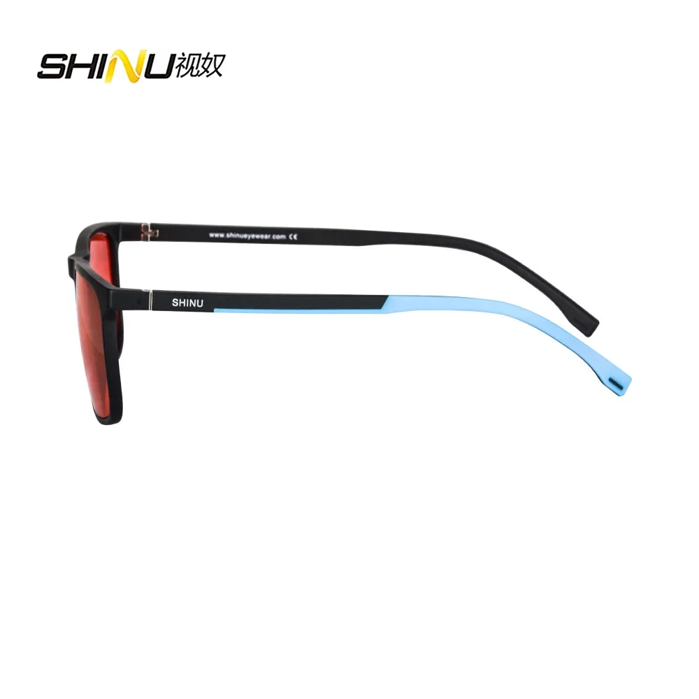 SHINU Gafas para dormir rojas Bloqueo de luz azul Buen descanso Gafas de computadora para hombres Filtro de luz azul Gafas teñidas naranjas