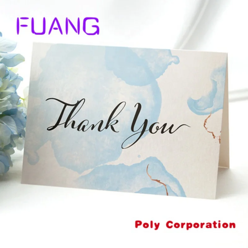 Custom  Factory Directly Sale Custom Greeting Noted Card Printing Paper Cardboard Pink Thank You Cards with Logo