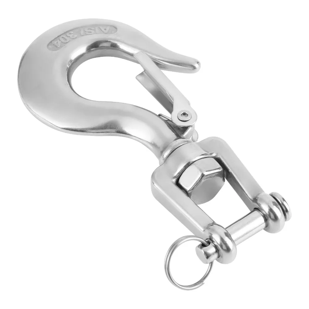 304 الفولاذ المقاوم للصدأ Clevis خطاف الانزلاق النوع الأمريكي الفك والعين قطب خطاف رفع مزلاج السلامة 650 كجم تحميل العمل