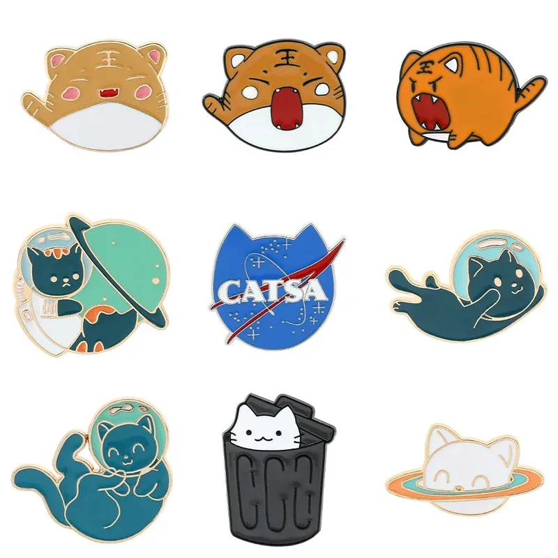

1 Set Cute Cartoon Cat Brooch Personalized and Creative Cat Small Animal Metal Badge Alloy Bag Accessory Pin Anime Cartoon