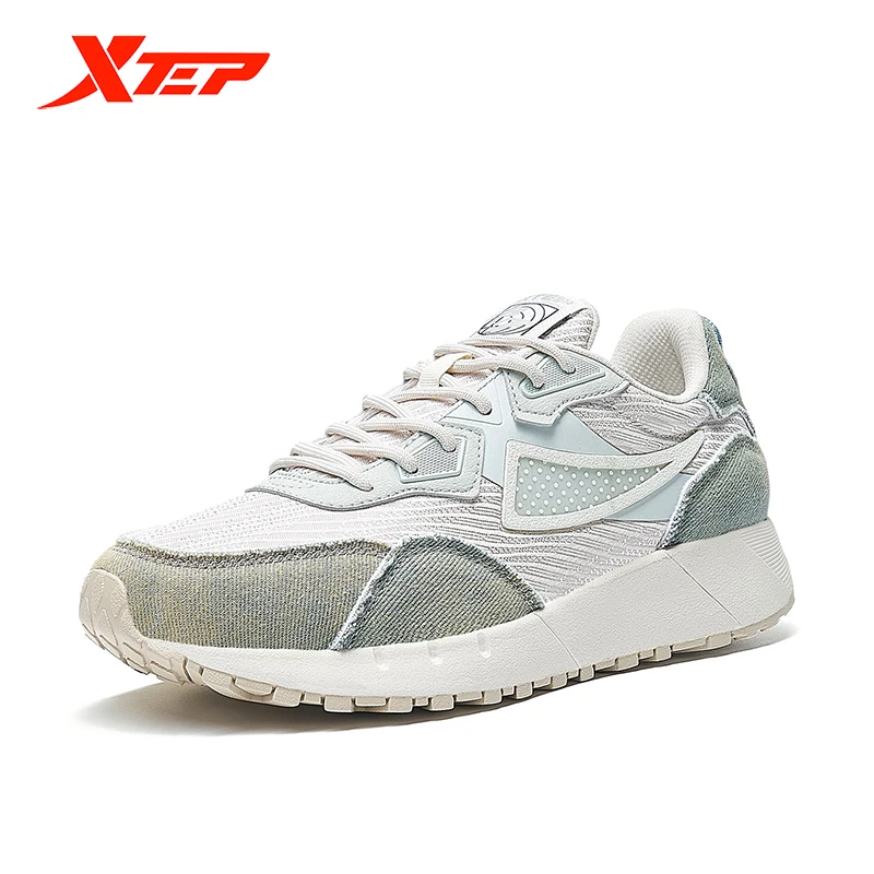 Xtep 70s Women Sneakers Fashion White Shoes Lace Up Sport Shoes Outdoor Jogging Walking Comfortable Casual Shoes 878318320028