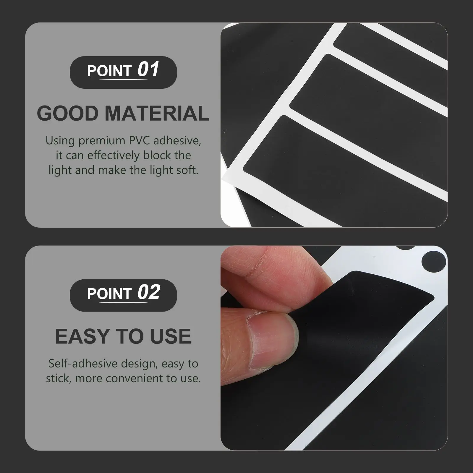 

2 Sheets LED Light Shielding Sticker Blocking Stickers Blackout Duct Tape Dimming Pvc Self-adhesive Router Shading Window Blind