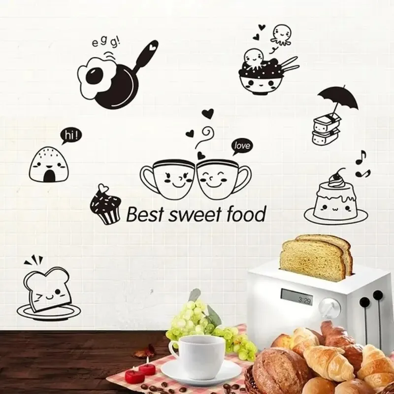 3pcs Coffee and Food DIY Kitchen Wall Stickers - Easy Self-Adhesive Home Decor Decals