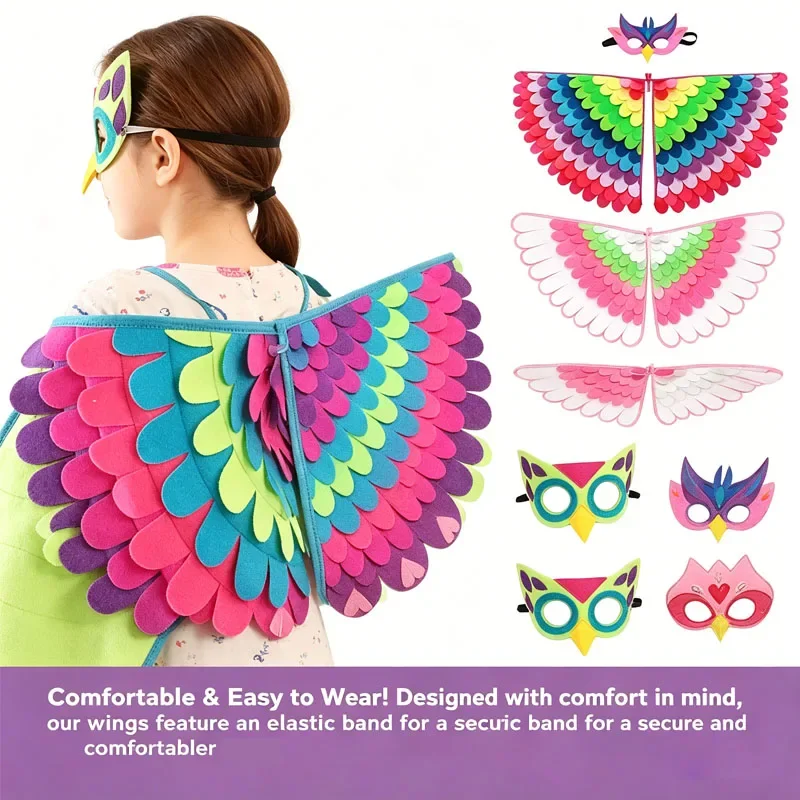 Soft Kids Felt Butterfly Wings Bird Animal Costume Funny Halloween Dress Up for Child Party Role Play Cute Lightweight New Fun