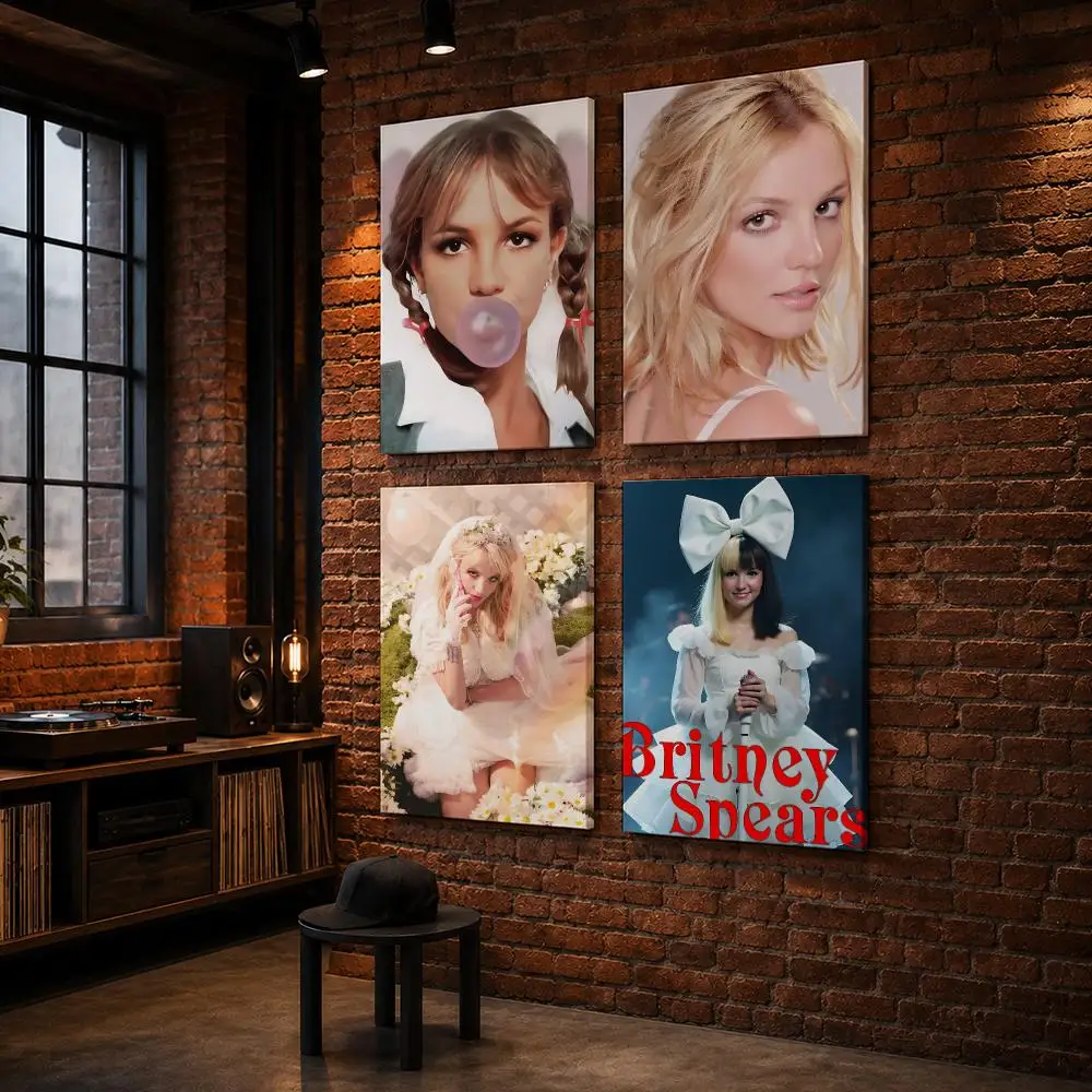 B-Britney Spears Singer Framed Wall Painting Wood Framed Wall Art Print For Bedroom Living Room Hallway Office Home Decor