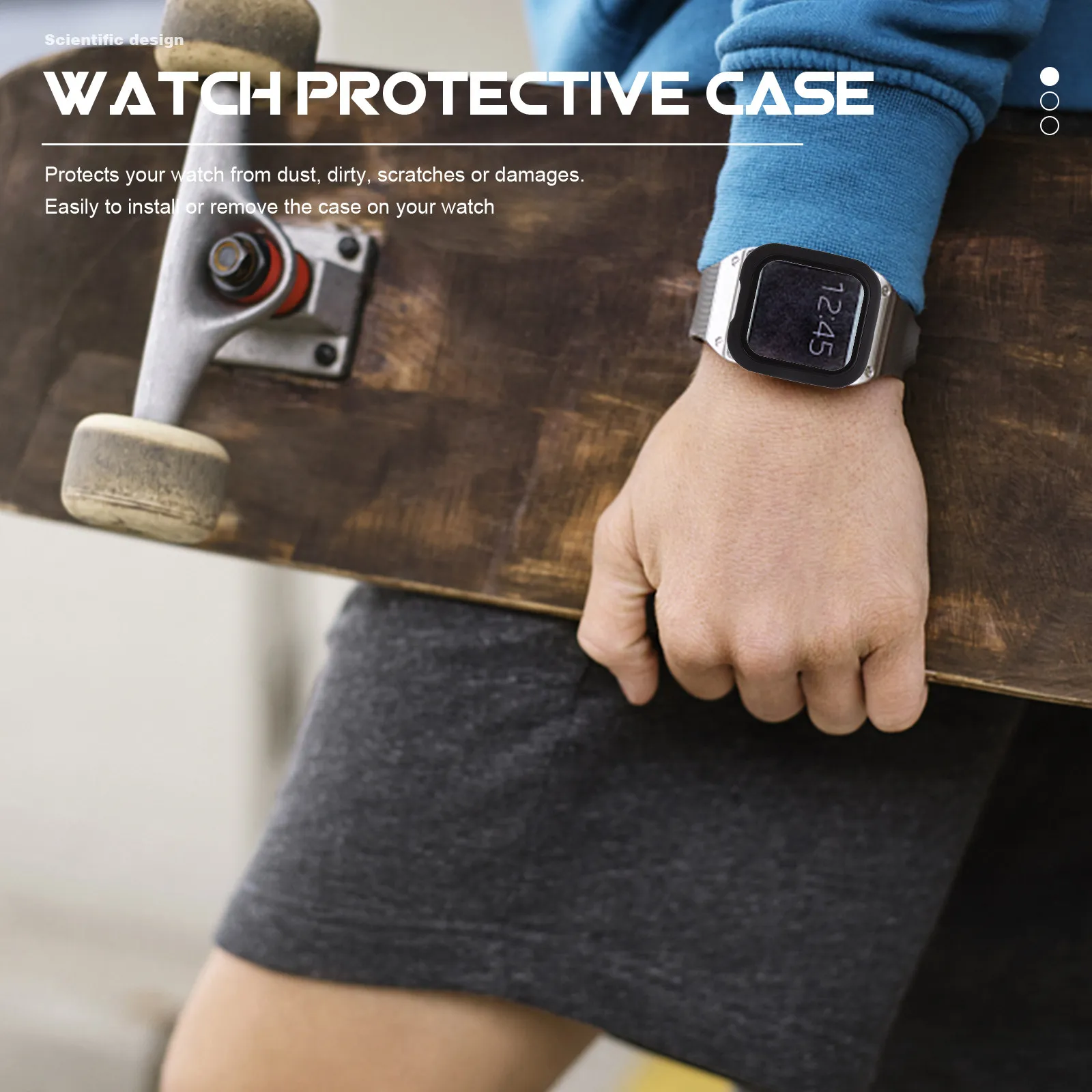 

2Pcs Protective Watch Case Hard Pc Anti-Scratch Shell Easy Install Remove Scratch Proof Watch Cover Tempered Glass Screen