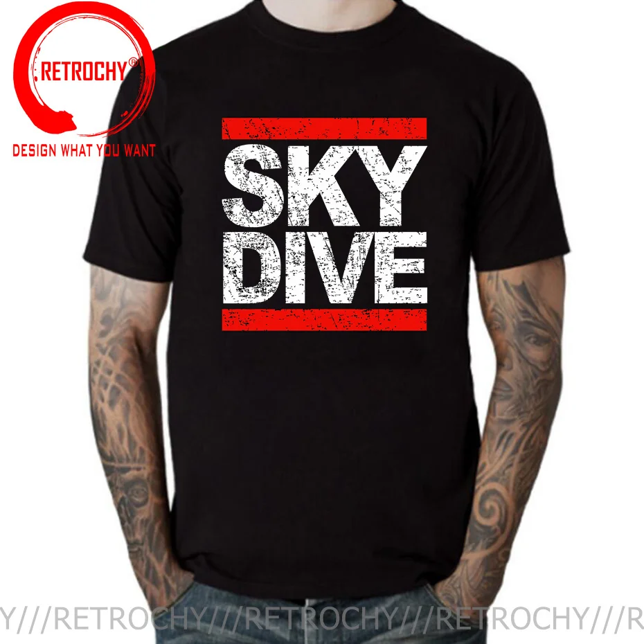 Vinage Distressed Skydiving Skydive T Shirt men Funny Sky Diver T-shirt  Paragliding Parachu Paraglider Tees Graphic Tops TShirt