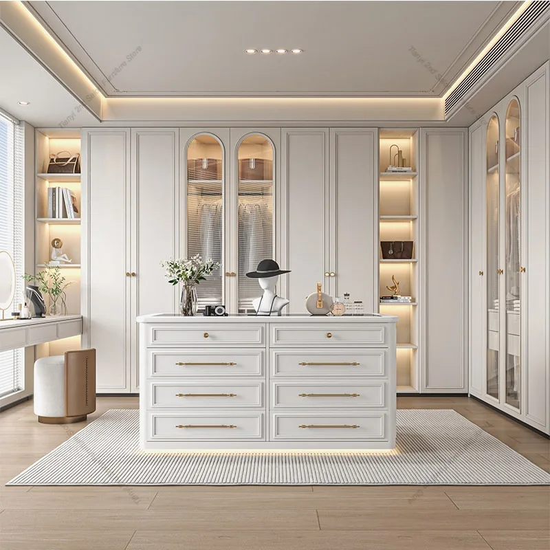 French High End Walk in Closet Island Cabinet Premium Clothing Store Jewelry Storage Chest of Drawers Commercial Furniture FYMS