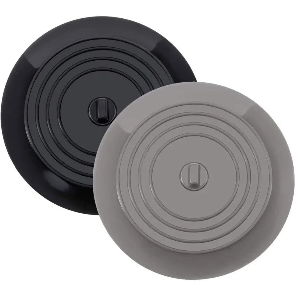

2 Pack Tub Stopper Drain Stoppers, 6" Black Silicone Rubber Drain Cover, Flat Suction Cover for Bathroom, Kitchen, Sink