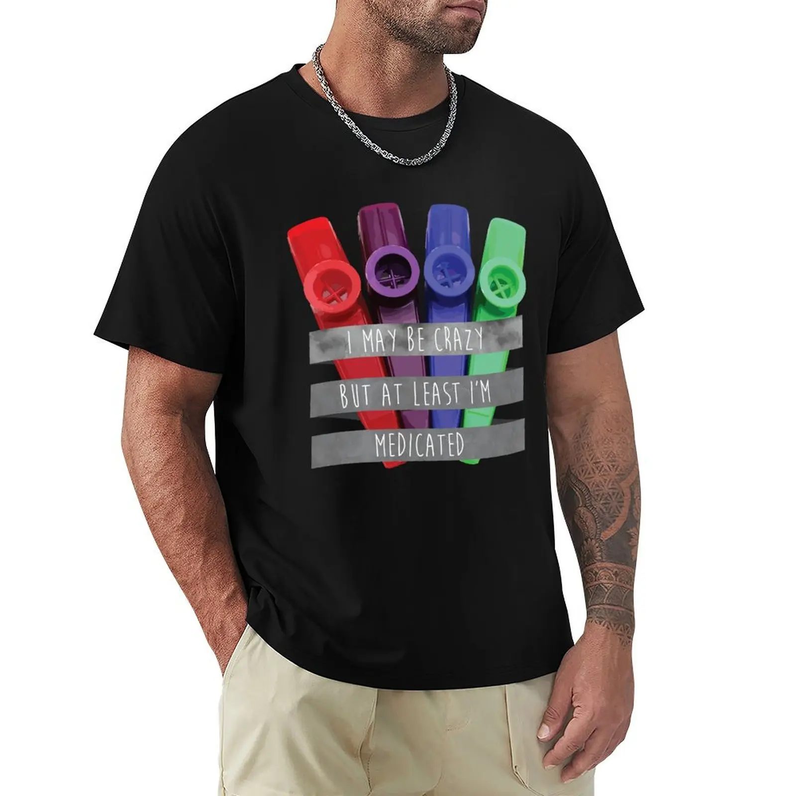 Puedo parecer loco, pero al menos estoy tomando medicamentos - Camiseta con letras de Louden Swain, camiseta de manga corta con estampado que combina con todo