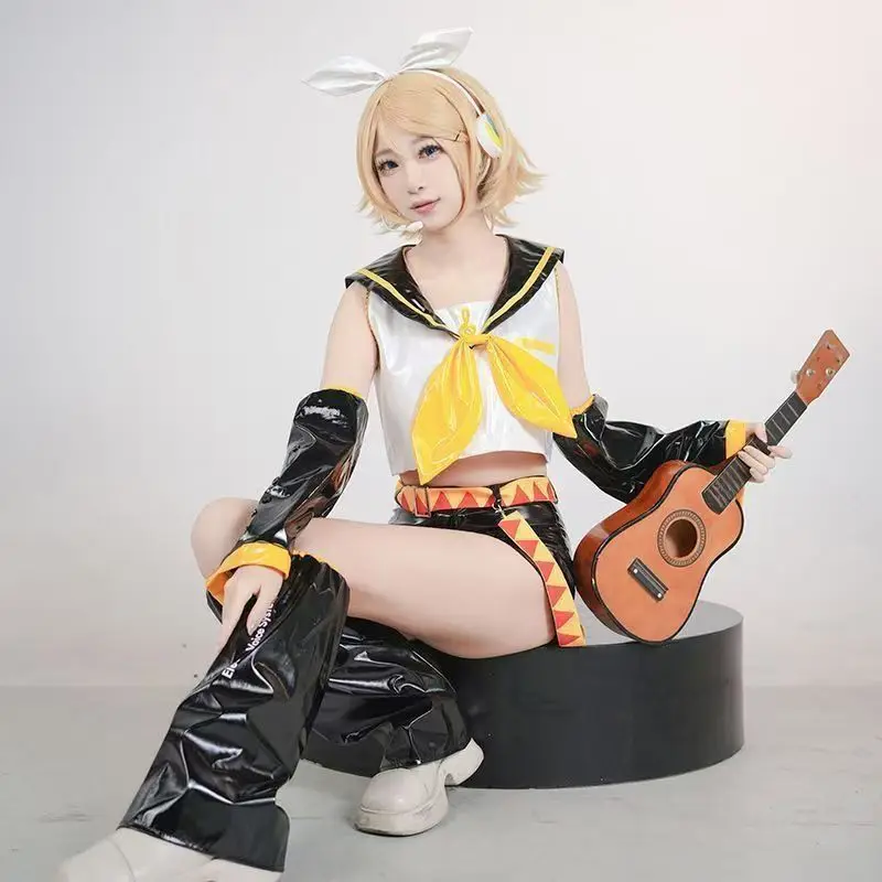 2026 new Kagamin Len/Rin Cosplay Costume Rin Kagamin Uniform Len Outfits Iinclude Sleeves Leggings Headwear for Comic Con - view 6