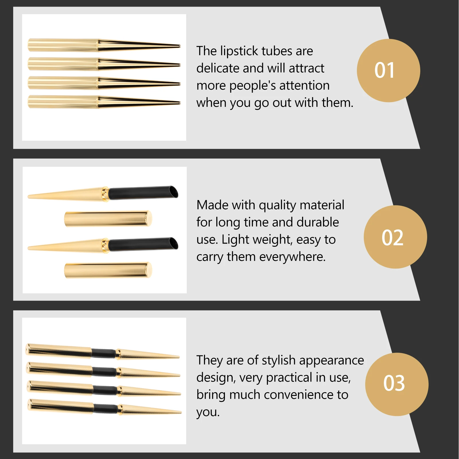 4 個の耐久性のある口紅チューブ絶妙な詰め替え可能なリップクリーム容器実用的な使用のためのスタイリッシュなデザインリップクリーム DIY チューブ