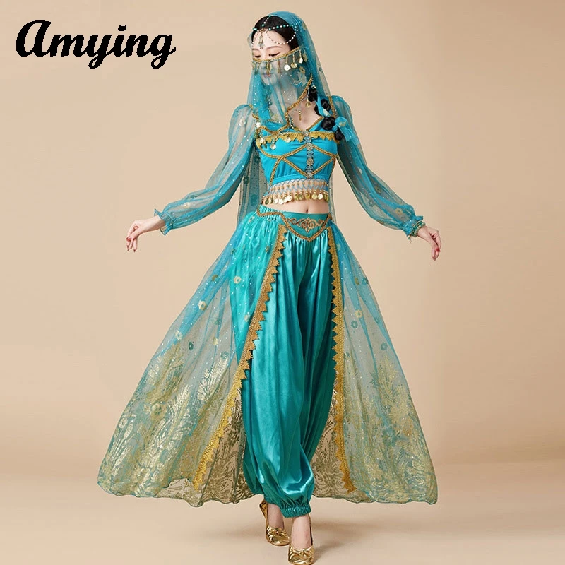 Adult Belly Dance Costume Set Sunday Best Palace Style Exotic Style Suit Women Halloween Performance Jasmine Princess Clothing 