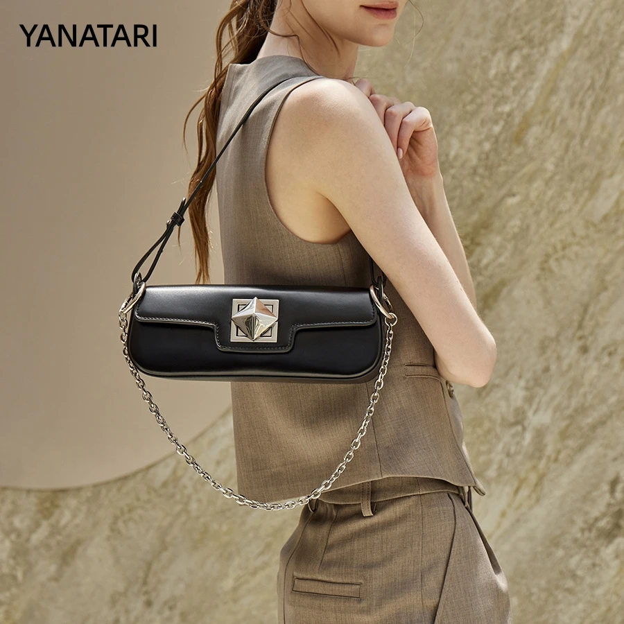 

YANATARI underarm cowhide Genuine leather handbags women vintage shoulder bag female 2026 luxury bag high quality long bag