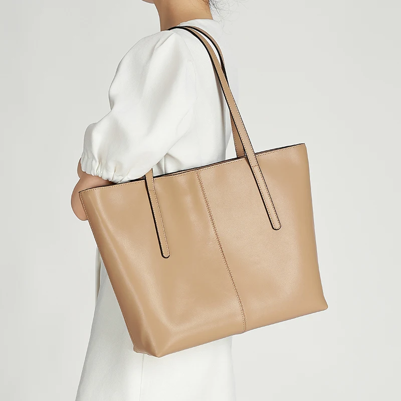 

Genuine Cowhide Leather Tote Bag for Women Minimalist Large Capacity Shoulder Bag for Work & Daily Fashion Soft Leather Handbags