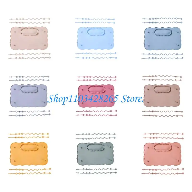 

Baby Feeding Plate Reusable Kids Placemats Silicone Tablemats with Strap Dinner Placemat for Toddlers Newborn G2TE