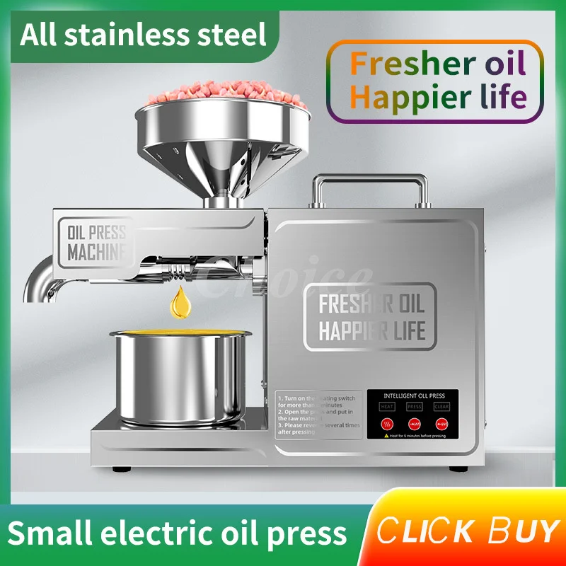 New Intelligent Temperature Control Oil Press Automatic Home Stainless Steel Cold Pressing Flaxseed Peanut Coconut Oil Press