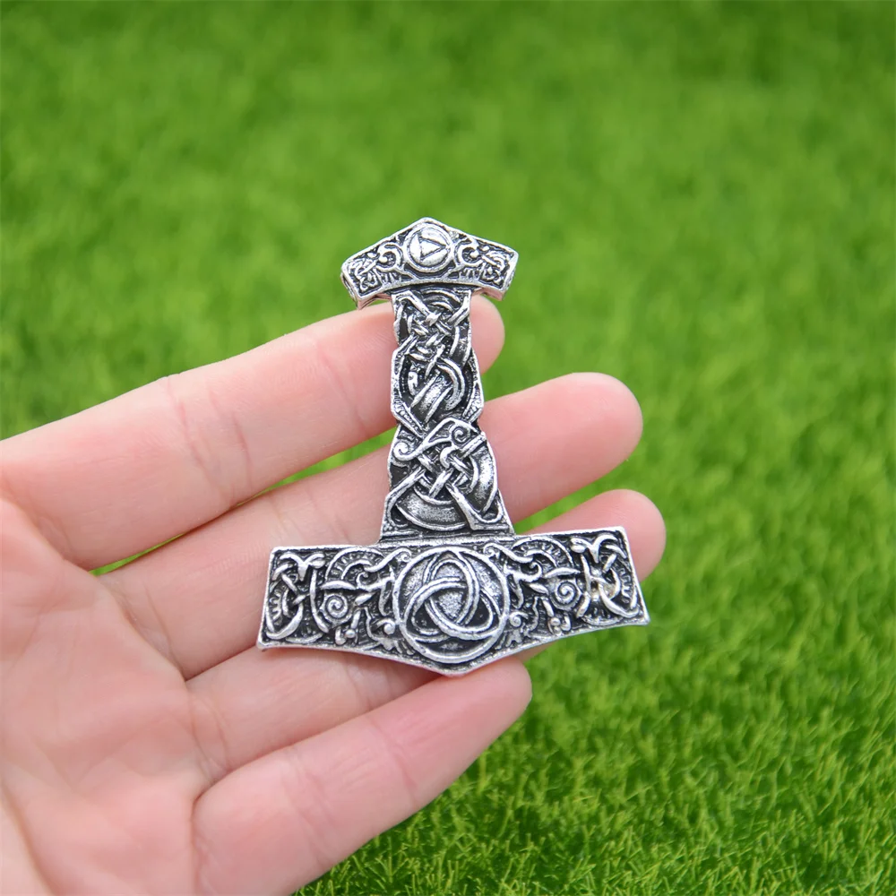 Gothic Thor Hammer Mjolnir Pendant Viking Necklace Men Women Irish Trinity Knots Talisman Jewelry