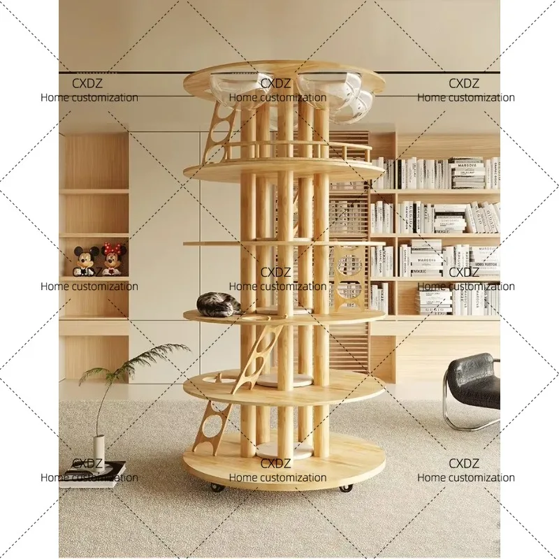 XX House  Cat Climbing Frame Cat Nest Cat Tree Integrated Super Large All Solid Wood Display Stand Luxury
