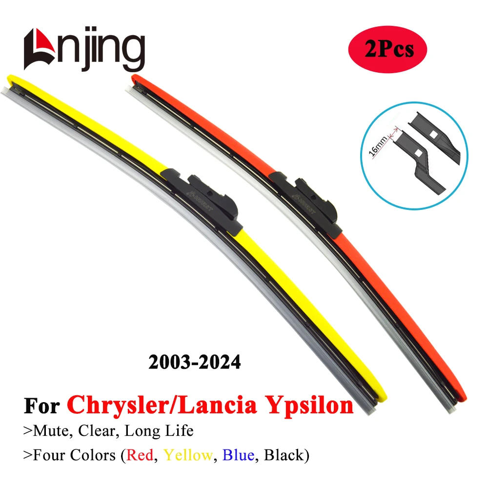 LNJING Colorful Wiper Blades for Chrysler Lancia Ypsilon 2003 2005 2008 2011 2015 2018 2019 2020 2021 2022 2023 Car Accessories