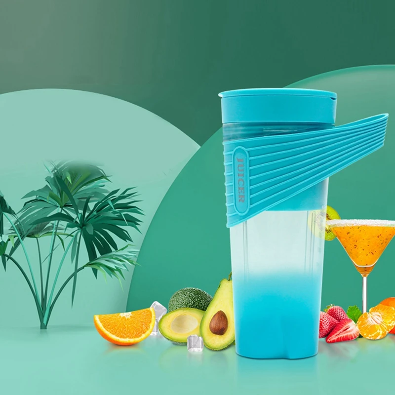 400ML USB 휴대용 블렌더 스무디 쥬서 컵 홈 여행 개인 크기 전기 과일 믹서-블루