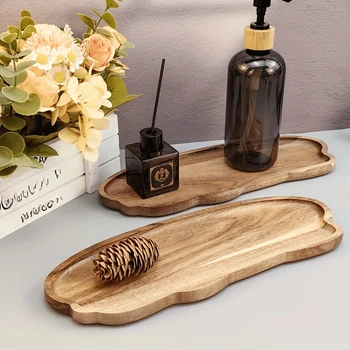 Wooden Tea Coffee Tray Fruit Dessert Candy Plate Wood Decorative Bread Snack Cake Food…