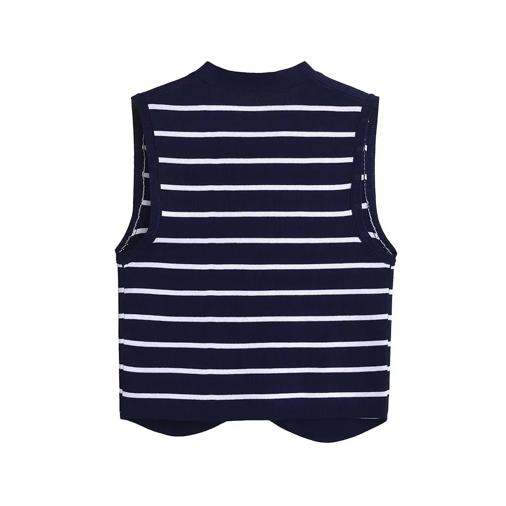 Autumn new fashionable women\'s clothingcasual and elegant designEuropean and American style striped vest vest vest vest