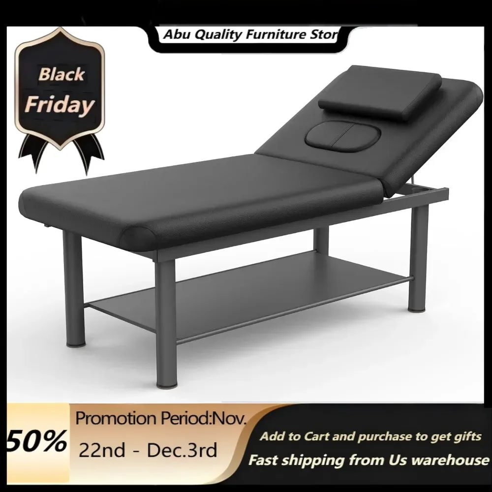 Massage bed.Heavy Duty Professional Stationary Massage Bed Wide Stationary Massage Table with Backrest for Treatment Table