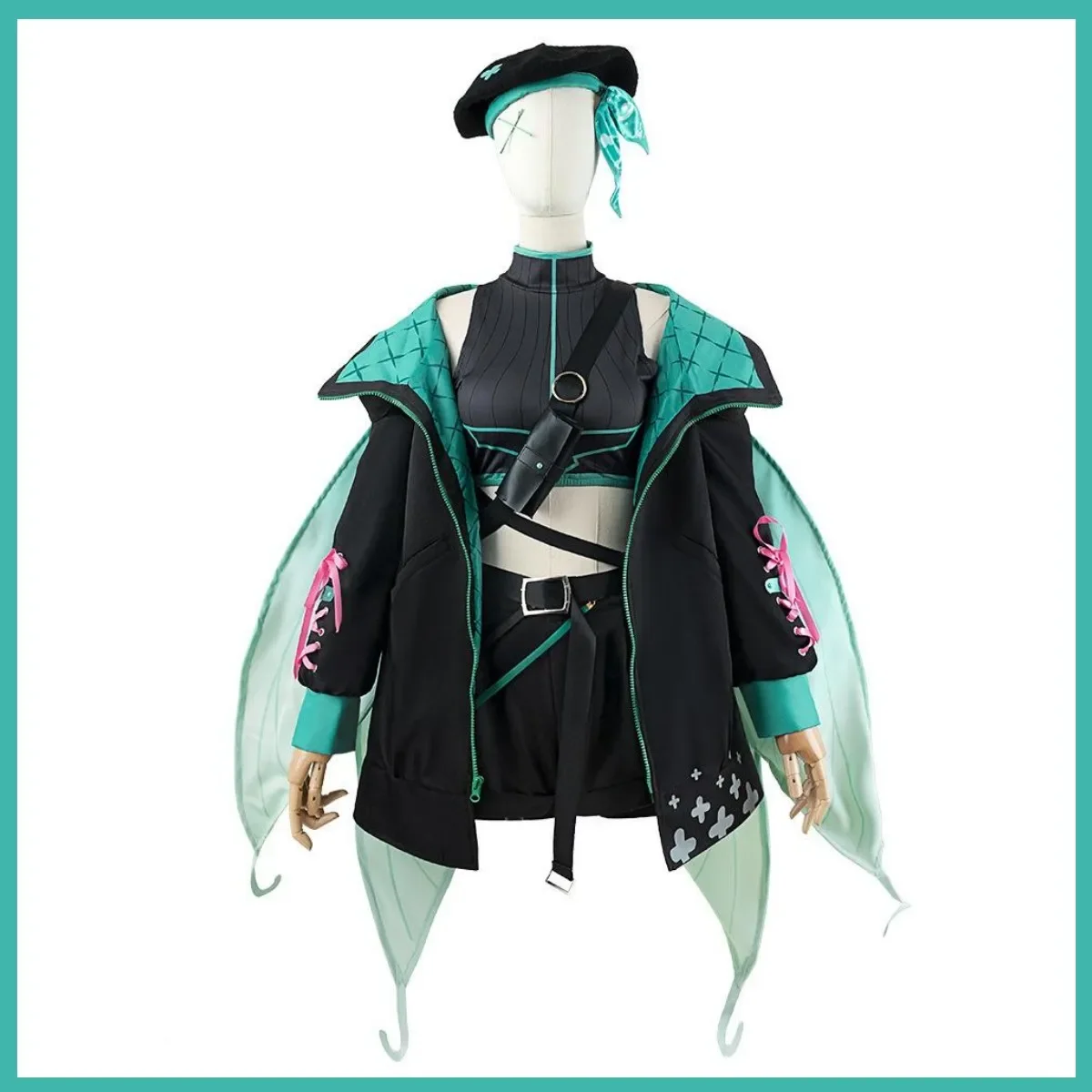 Anime Vtuber NIJISANJI EN Pomu Rainpuff Cosplay Costume Lazulight Member Hip Hop Uniform Wig Wing Boot Woman Sexy Party Suit