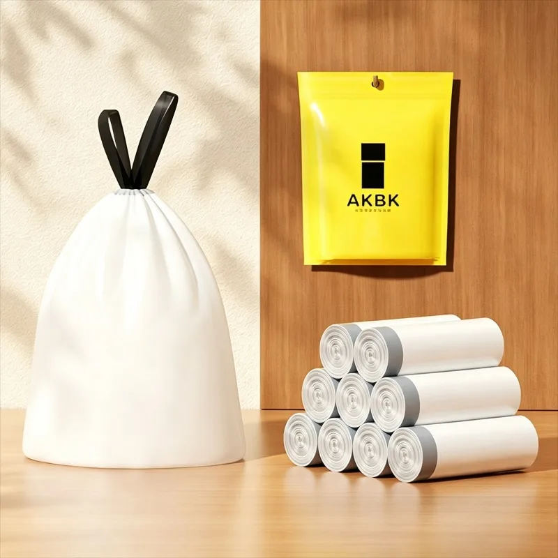 Thickened Trash Bag Drawstring Garbage Bags Home Disposable No‑Tear Plastic Bags Leak‑proof Bin Liners Bag for Toilet Kitchen