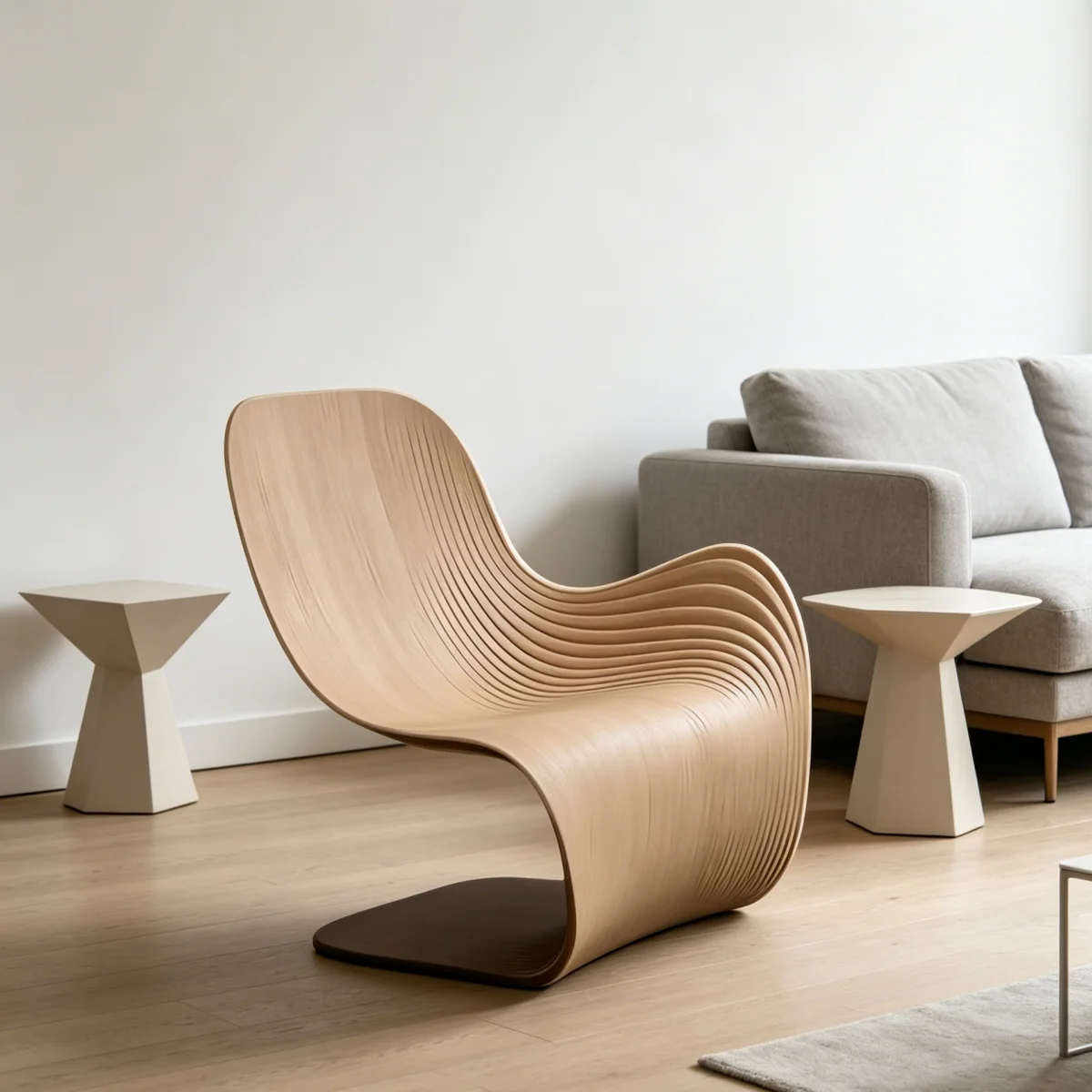 

！@Sleek Light Wood Lounge Chair Armless Leisure Chair for Bedroom Balcony Courtyard Comfort Space