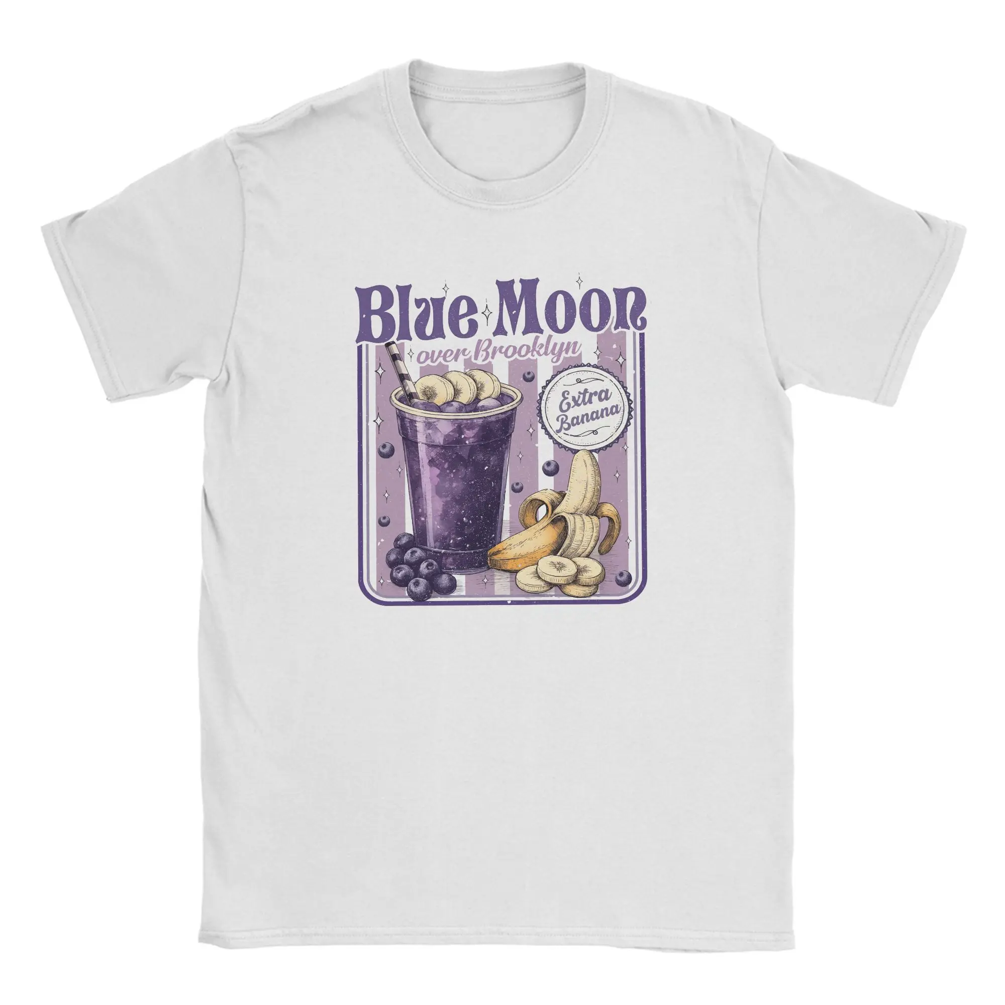 Camiseta para hombre Blue Moon Over Brooklyn, camisetas de moda con estampado de batido de plátano, camiseta corta de algodón puro, camisetas de verano