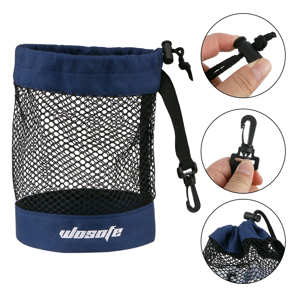 1pc Golf Ball Bag, Mesh Nylon Storage Ball Bag,Drawstring Holder, with Hanging Plastic Clip,Convenient To Hang On Golf Bag