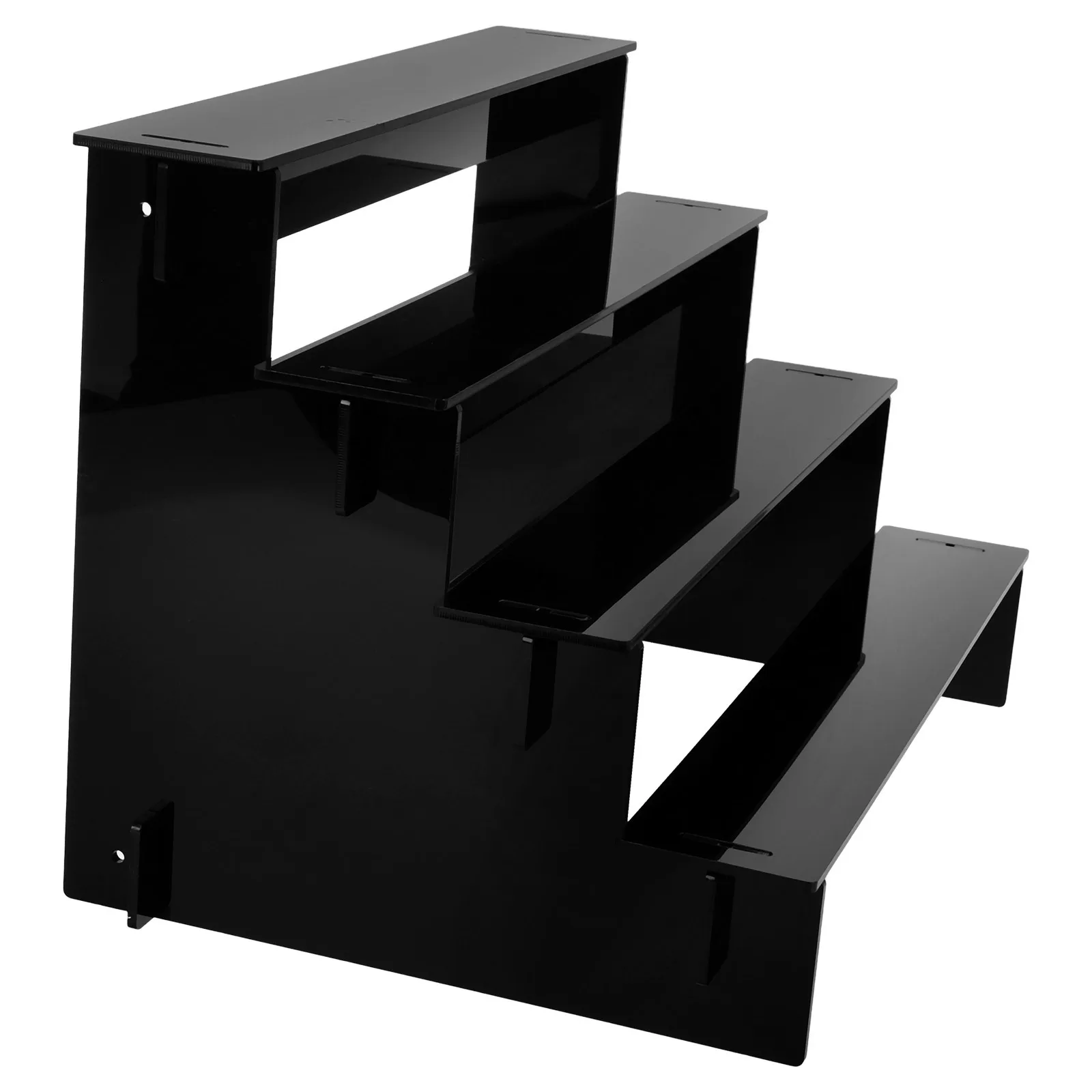 Organizer per profumo nero a 4 livelli, espositore in acrilico, organizer per vassoi da bagno per la cura della pelle da appoggio