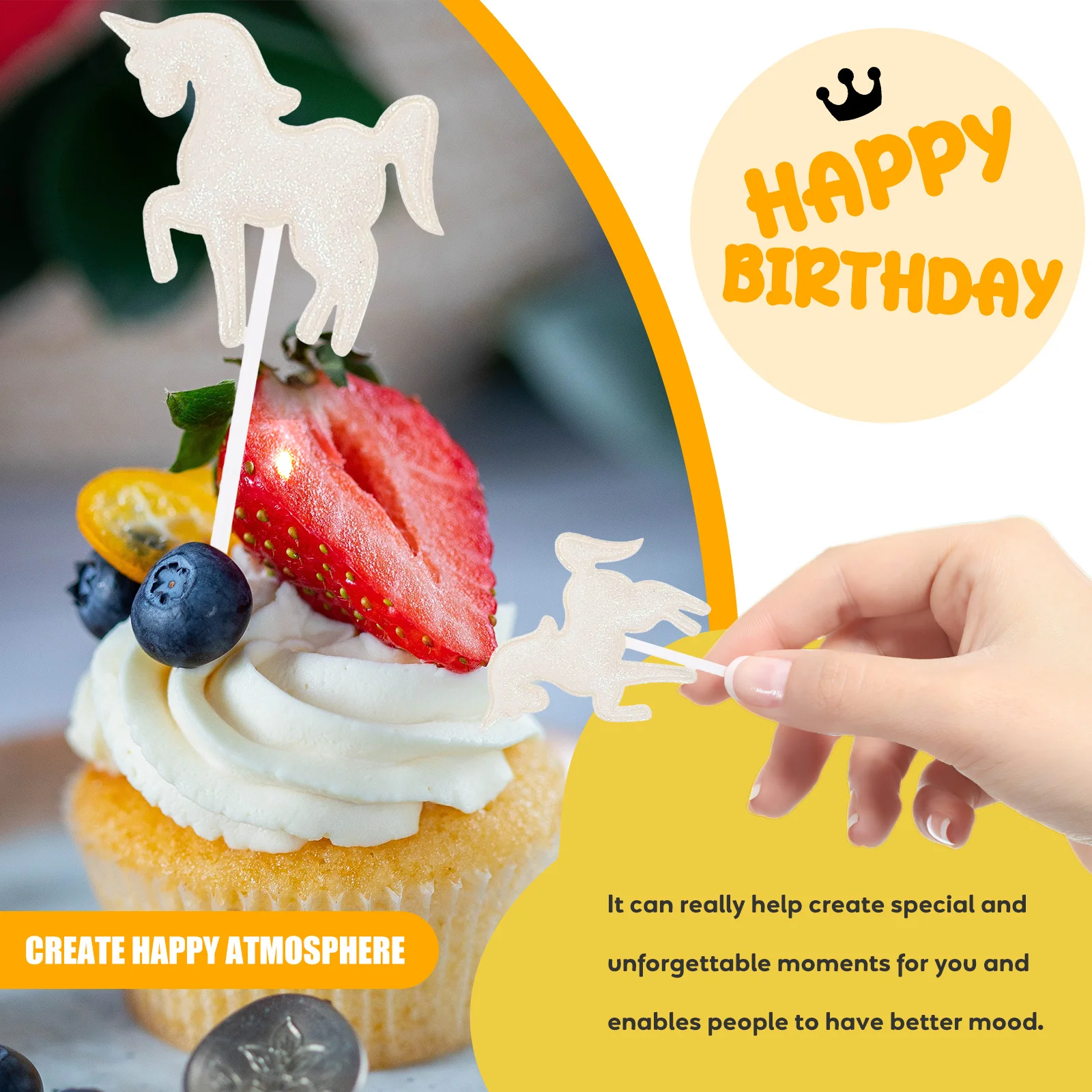 

10Pcs Sequin Cupcake Topper Creative Lovely Decoration for Birthday Baby Shower Party Cake Decor Props