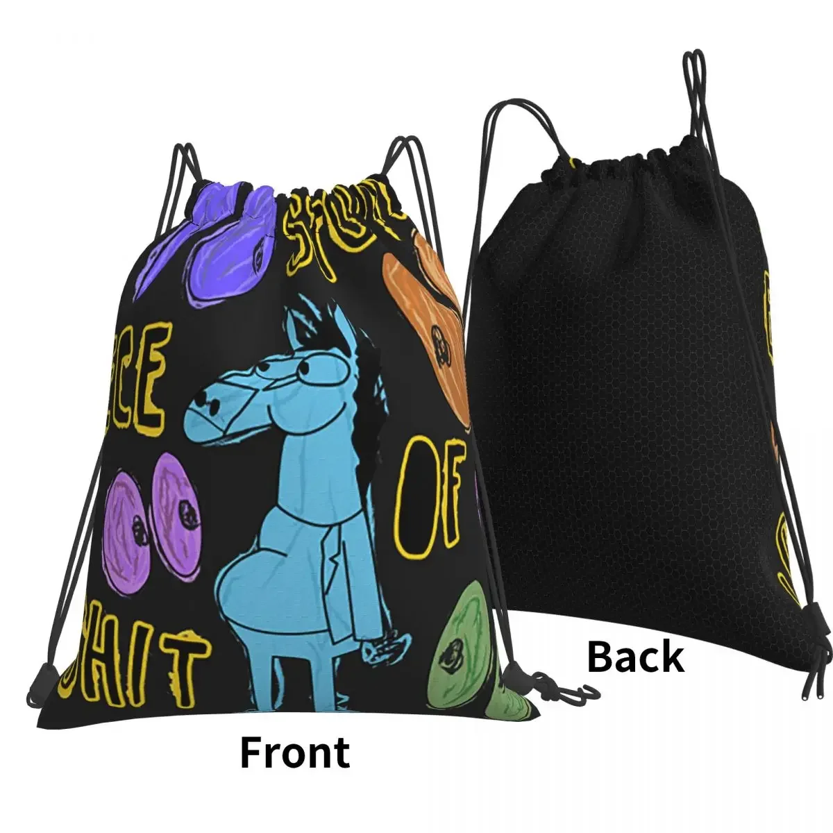 Cartoon Bojack Horseman Stupid Piece Of Shit Backpacks Portable Drawstring Bags Sports Bag Book Bags for Travel School