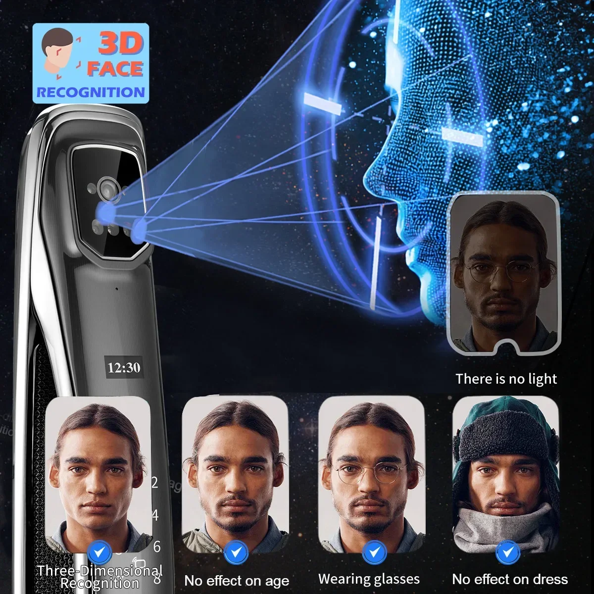 

2025/3D Face Recognition Video Record Real-time Intercom Smart WIFI Automatic Fingerprint Keyless Door With Camera