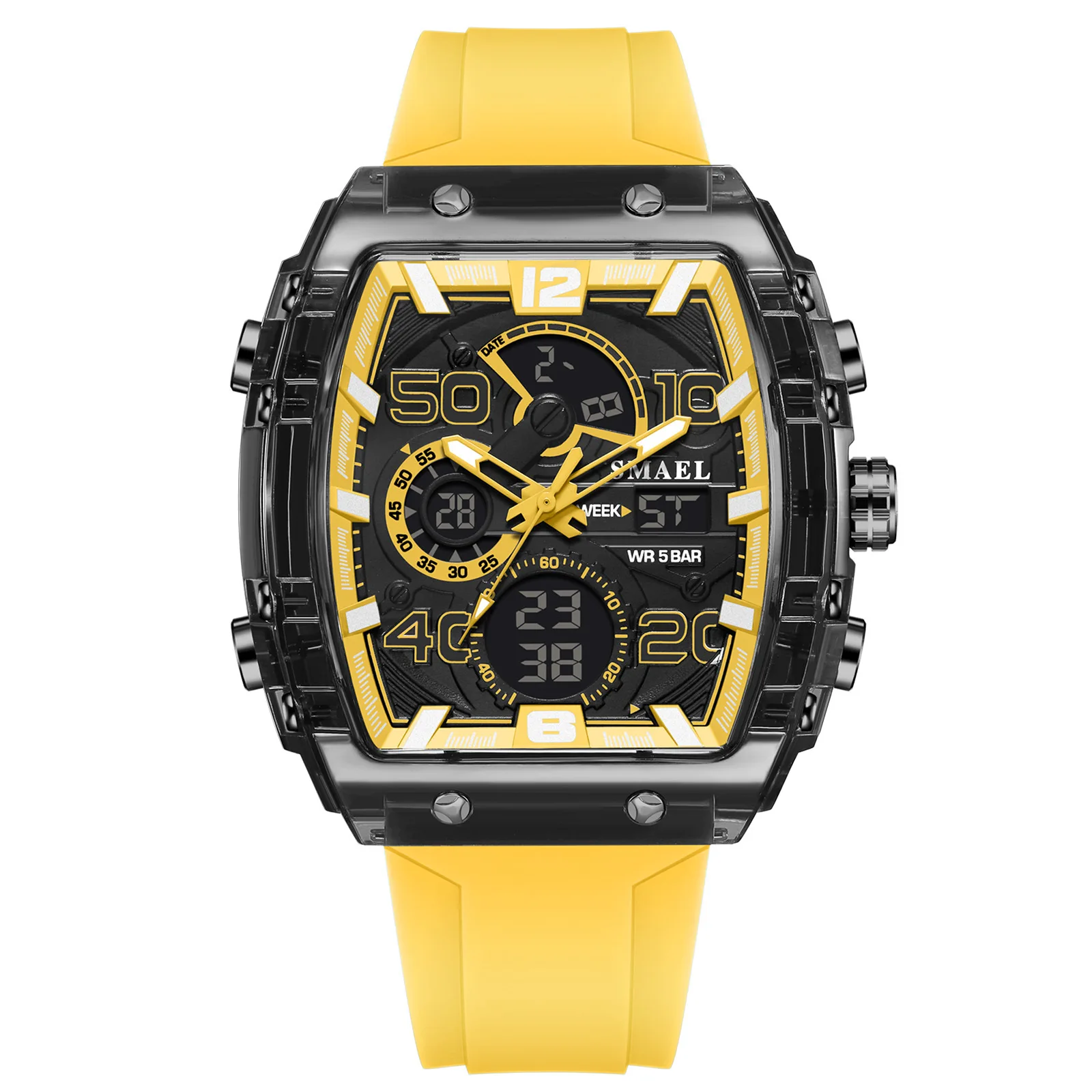 SMAEL 8109 Nouvelle Montre Pour Hommes Sport Multifonctionnel 50M Étanche Double Affichage LED Veilleuse Étudiant Électronique
