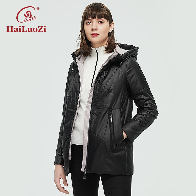 HaiLuoZi 2022 Spring Autumn Women's Jackets Short Casual Parka Fashion Classic Plus Size Ladies Thin Cotton Warm Women Coat  38