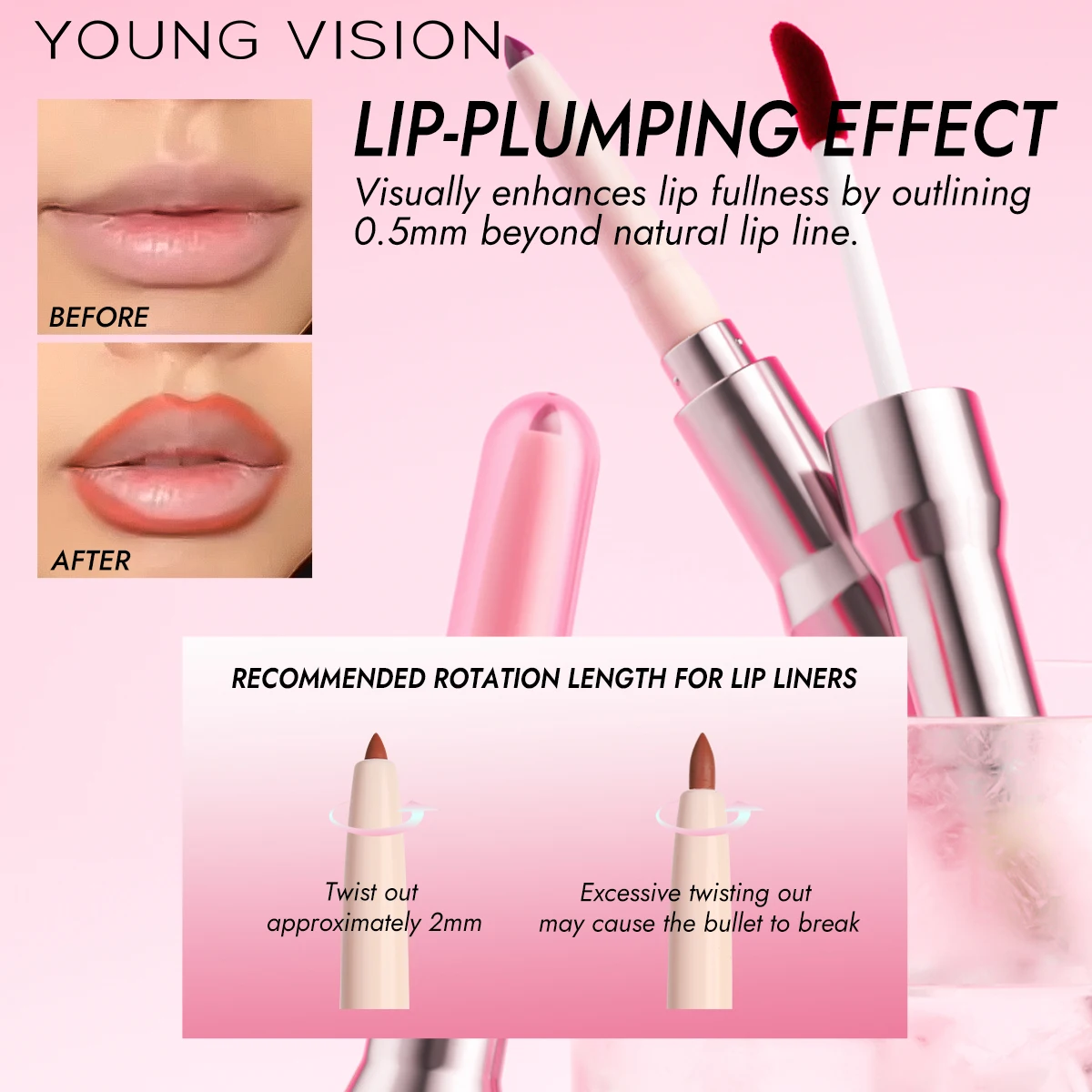 6-kleuren lipliner met twee uiteinden + Lipgloss spiegel hydraterende gradiënt Lip Tint, Matte Finish, Velvet Liquid Lipstick