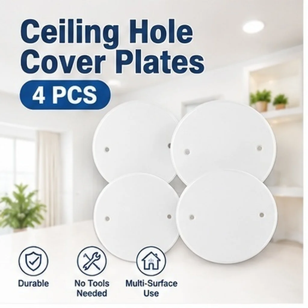 4Pcs Ceiling Cover Plate Plastic Electrical Blank-Up Cap for Wall Outlet Box Junction Fixture Hole Concealing